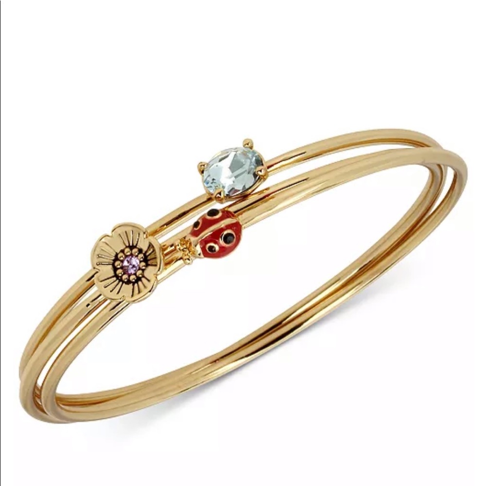 COACH 3 Piece Set Gold Crystal Bangles